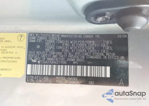 2004 Lexus Rx 330 z USA, uszkodzony, nr VIN 2T2GA31UX4C011996